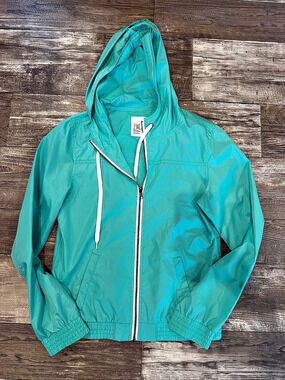 Zine Women's Hooded Lightweight Windbreaker Jacket in Blue